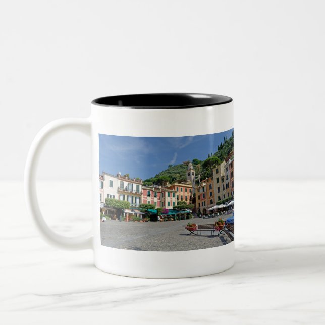 Portofino, Italy. Portofino Village Square Two-Tone Coffee Mug (Left)