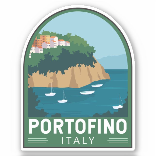 Portofino Italy Retro Travel Art Vintage (Front)
