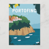 Portofino Italy Retro Travel Art Vintage