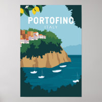 Portofino Italy Retro Travel Art Vintage