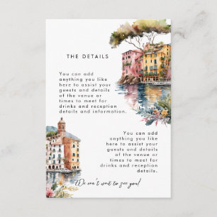 Portofino Italy summer wedding information card