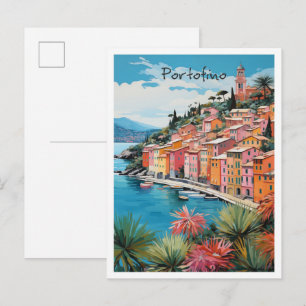 Portofino Italy Travel Aesthetic Postcard