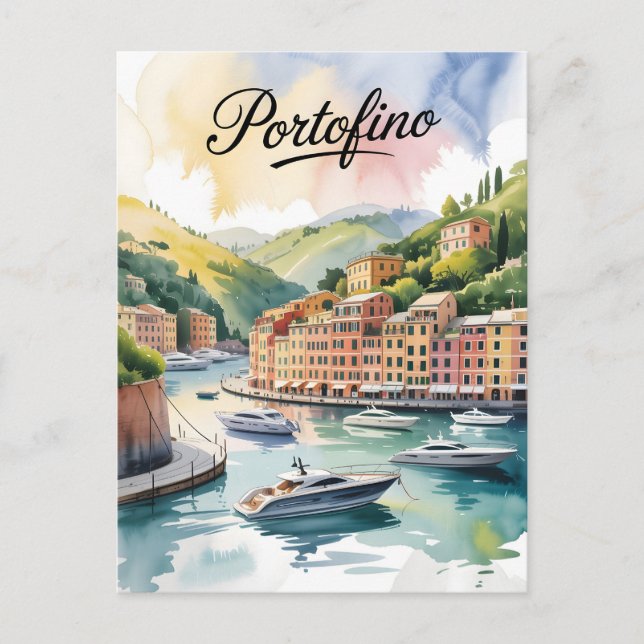 Portofino watercolor postcard (Front)