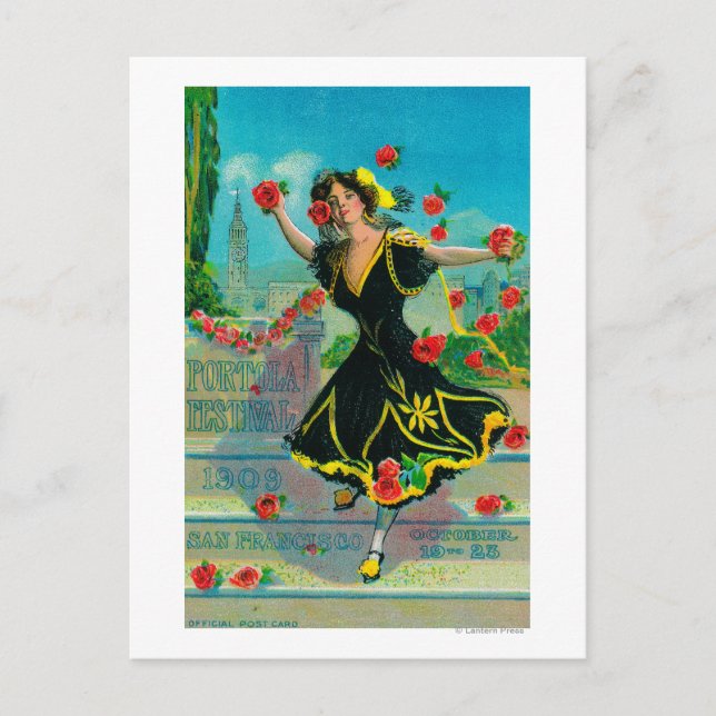 Portola Festival Advertisment (dancer) Postcard (Front)