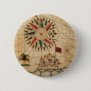 Portolan Chart Map of Cairo, Egypt 6 Cm Round Badge