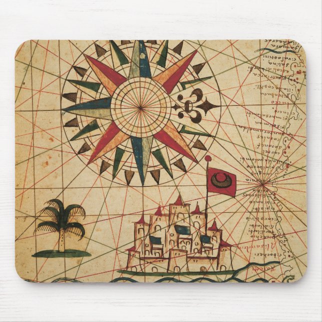 Portolan Chart | Map of Cairo, Egypt Mouse Mat (Front)