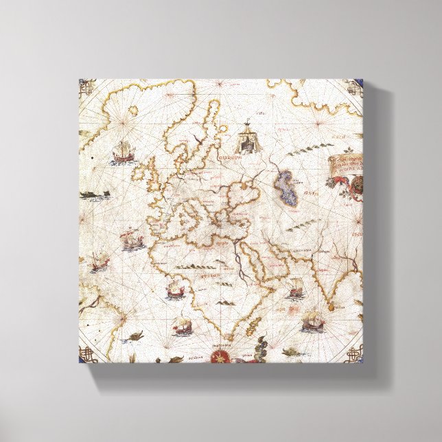 Portolan Chart of the World | 1519 Canvas Print (Front)