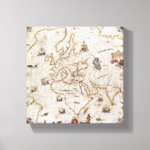 Portolan Chart of the World   1519 Canvas Print
