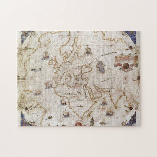 Portolan Chart of the World   1519 Jigsaw Puzzle