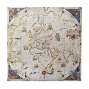 Portolan Chart of the World 1519 Tile