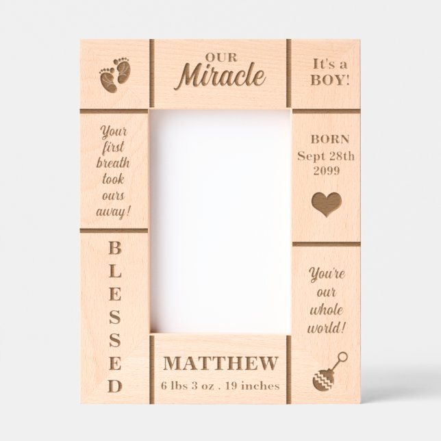 Portrait 4x6 New Baby Personalised Etched Frames (Front)