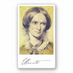 Portrait and signature of Charlotte Brontë