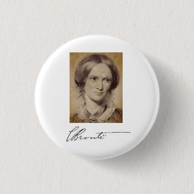 Portrait and signature of Charlotte Brontë 3 Cm Round Badge (Front)