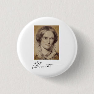 Portrait and signature of Charlotte Brontë 3 Cm Round Badge