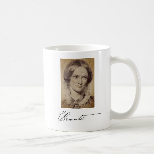 Portrait and signature of Charlotte Brontë Coffee Mug (Right)