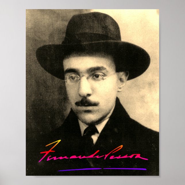 Portrait and Signature of Fernando Pessoa Poster (Front)