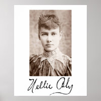 Portrait and signature of Nellie Bly