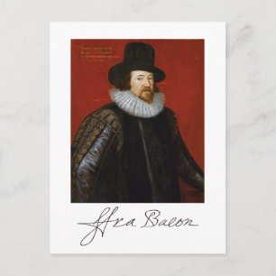 Portrait and signture of Francis Bacon Postcard