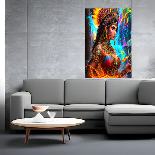 Portrait: Aztec Goddess Chalchiuhtlicue   AI Art Poster