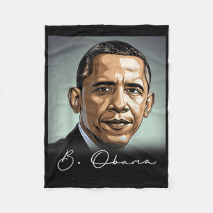 Portrait Barack Obama President Patriotic Fleece Blanket