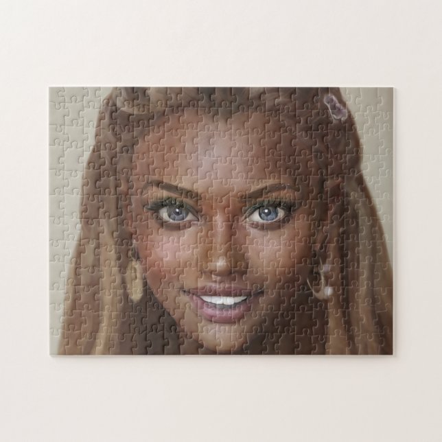 Portrait Brunette Smile Teeth Young Woman Jigsaw Puzzle (Horizontal)