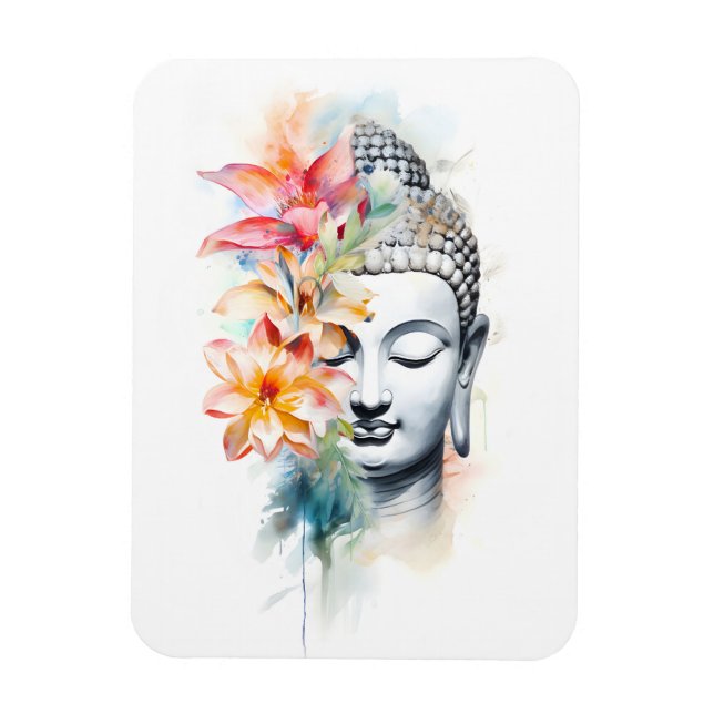 Portrait Buddha Charcoal Watercolor Art Poster Magnet (Vertical)