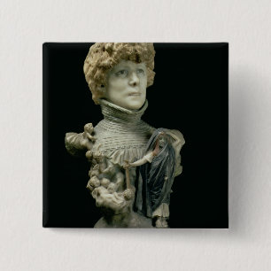 Portrait Bust of Sarah Bernhardt (1844-1923) Frenc 15 Cm Square Badge