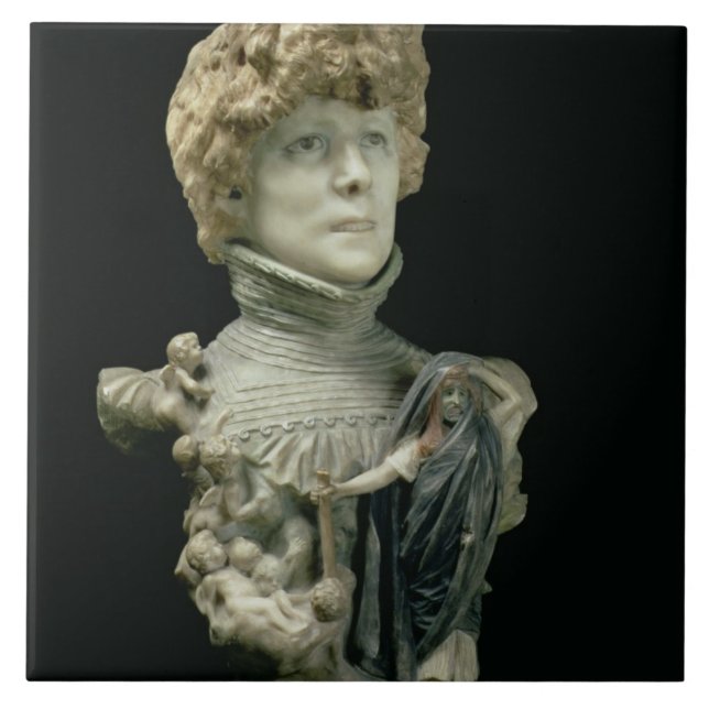 Portrait Bust of Sarah Bernhardt (1844-1923) Frenc Tile (Front)