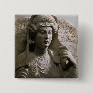 Portrait bust tomb relief, Roman, c.2nd/3rd centur 15 Cm Square Badge