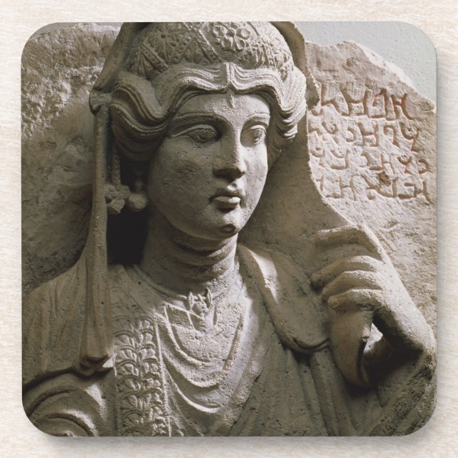 Portrait bust tomb relief, Roman, c.2nd/3rd centur Coaster (Front)