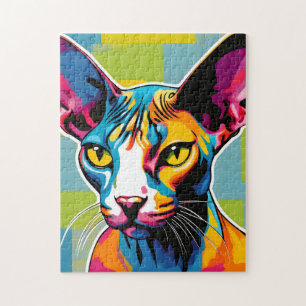 Portrait Cat Sphynx Pop Art Jigsaw Puzzle