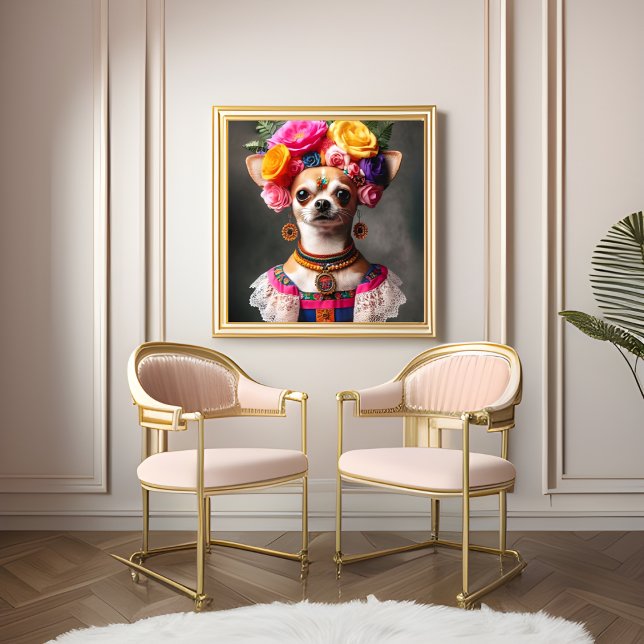 Portrait Chihuahua Frida Kalo Museum masterpiece Poster (Creator Uploaded)