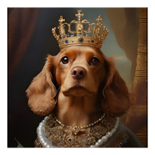 Portrait Cocker Spaniel the Queen crown wall art