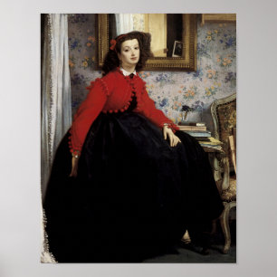 Portrait de Jeune Femme en Veste Rouge Poster