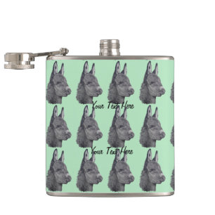 portrait drawing of very cute donkey hip flask