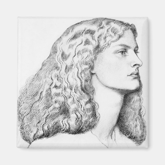 Portrait drawing of woman magnet (Front)