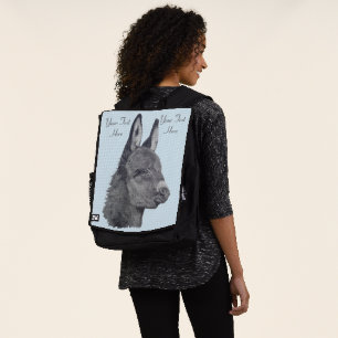 portrait drawing realist art original cute donkey backpack