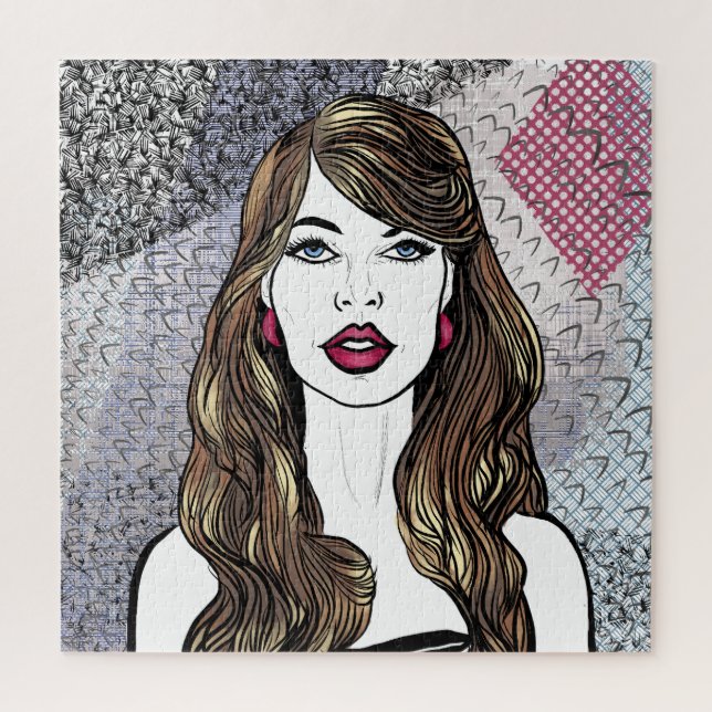  Portrait d'une fille aux longs cheveux bruns Jigsaw Puzzle (Vertical)