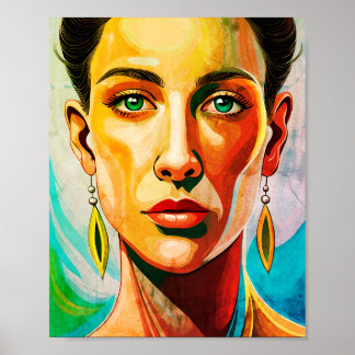 Portrait Female Faces Stylish Art Poster
