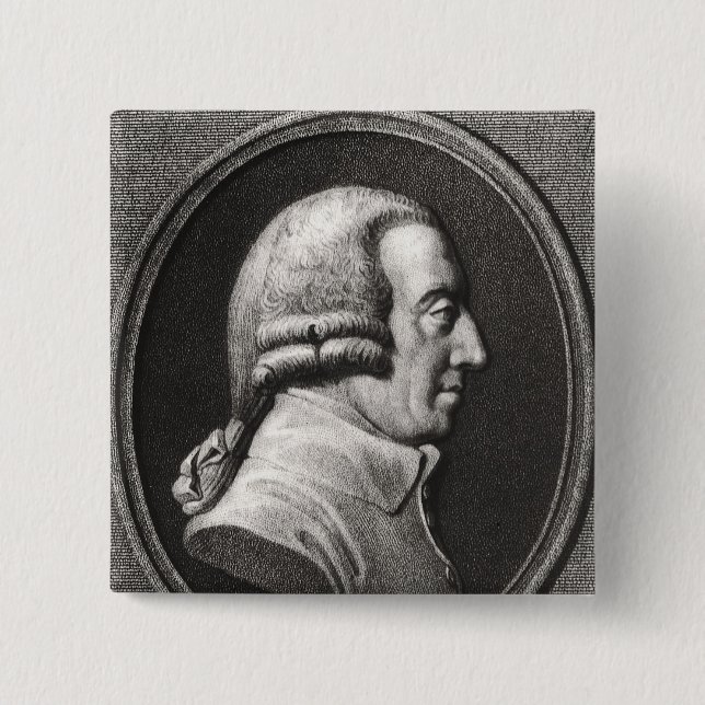 Portrait from a medallion of Adam Smith 15 Cm Square Badge (Front)