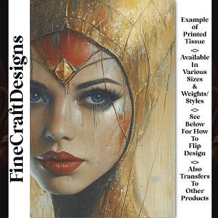 Portrait, Gold Headdress, Red Lips BV3 Decoupage Tissue Paper