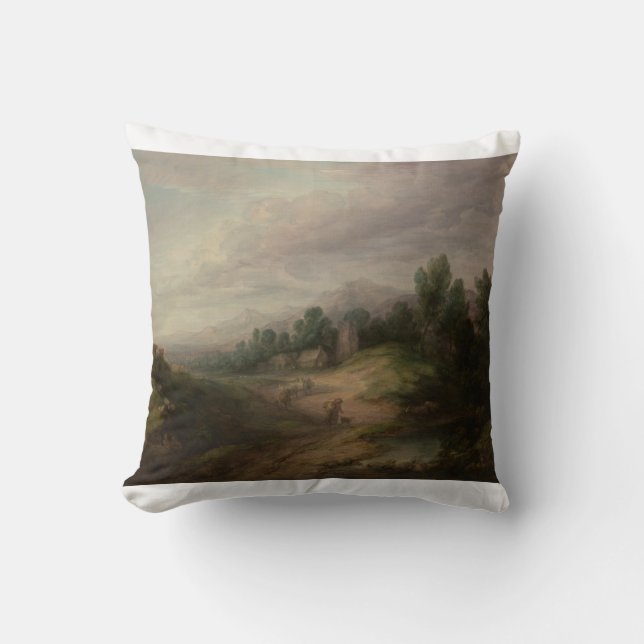 Portrait green fields throw pillow (Front)