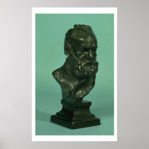 Portrait head of Victor Hugo (1802-85) (bronze) Poster