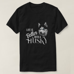 Portrait Head Siberian Husky With Blue Eyes T-Shirt