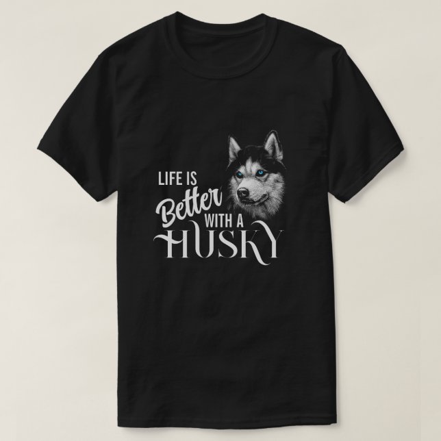 Portrait Head Siberian Husky With Blue Eyes T-Shirt (Design Front)