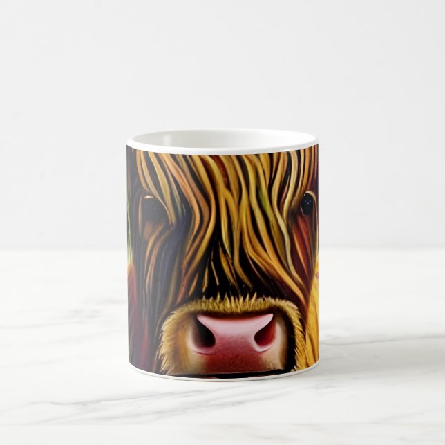 Portrait Highland Cow Art  Coffee Mug (Center)