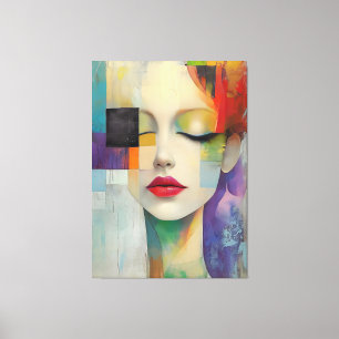 Portrait in Colour Block Surrealism Canvas Print
