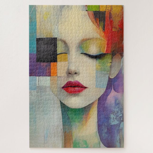 Portrait in Colour Block Surrealism  Jigsaw Puzzle (Vertical)