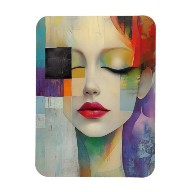 Portrait in Colour Block Surrealism  Magnet (Vertical)