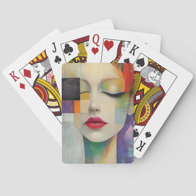 Portrait in Colour Block Surrealism  Playing Cards (Back)